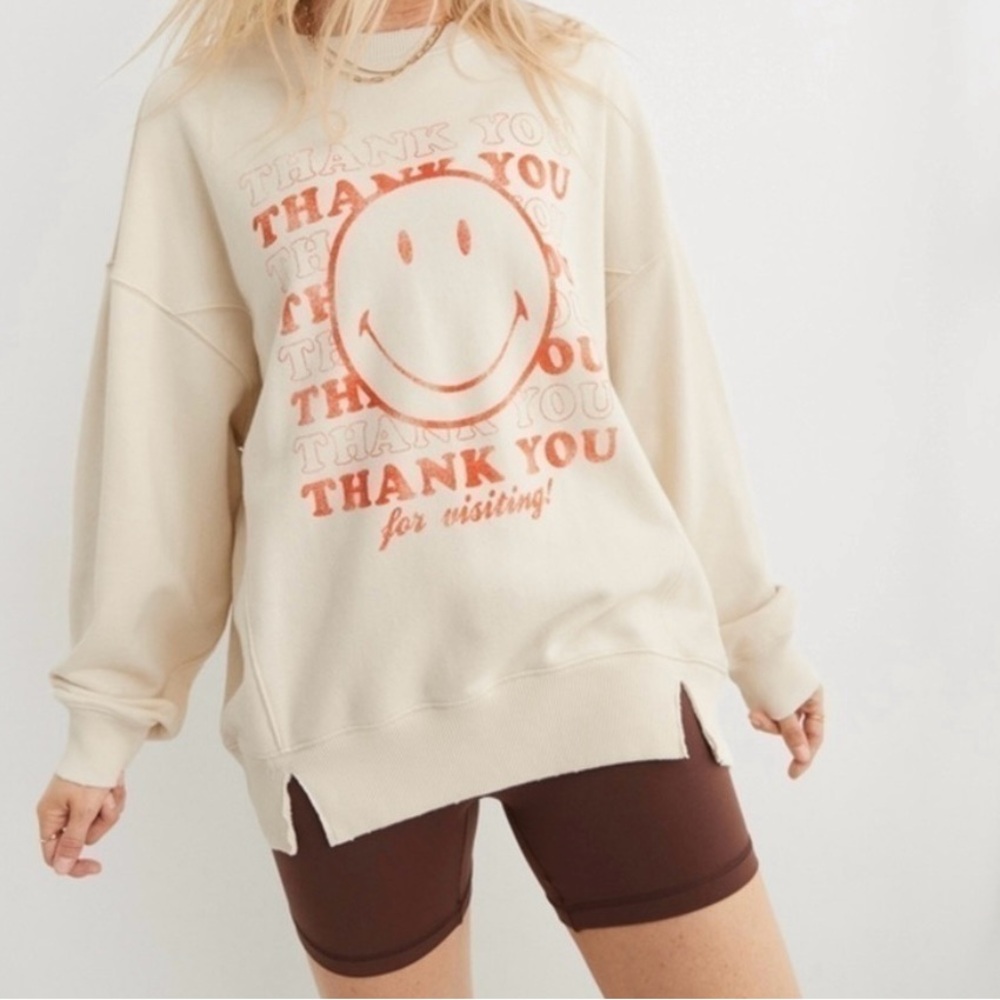 Aerie Women’s Oversized Sweatshirt, Graphic long sleeves Sz XS